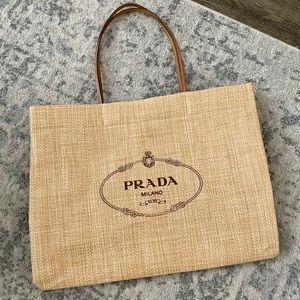 Prada Milano Raffia Tote Bag